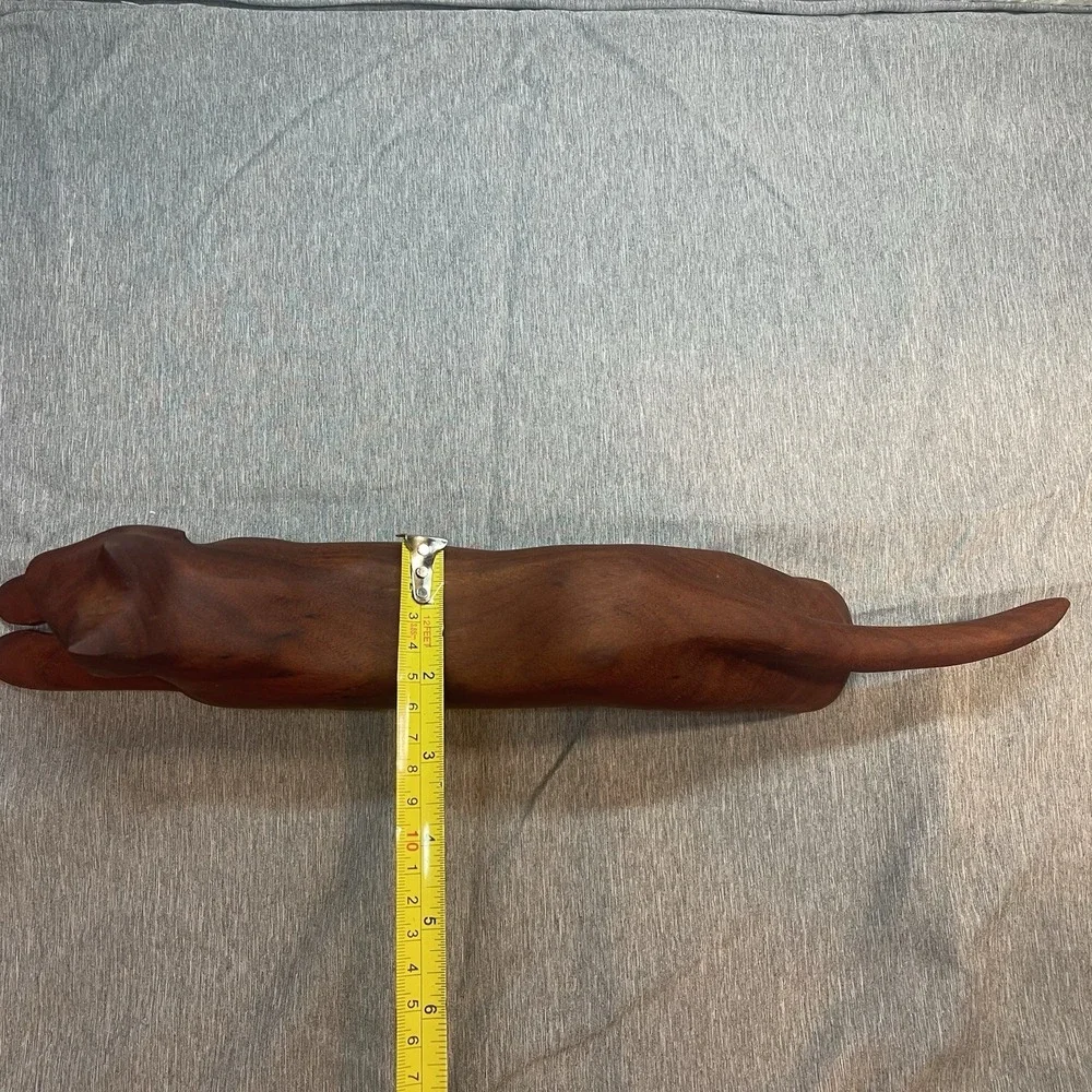 Vtg MCM‎ Hand Carved Wood Cat Panther Stalking Figurine 16